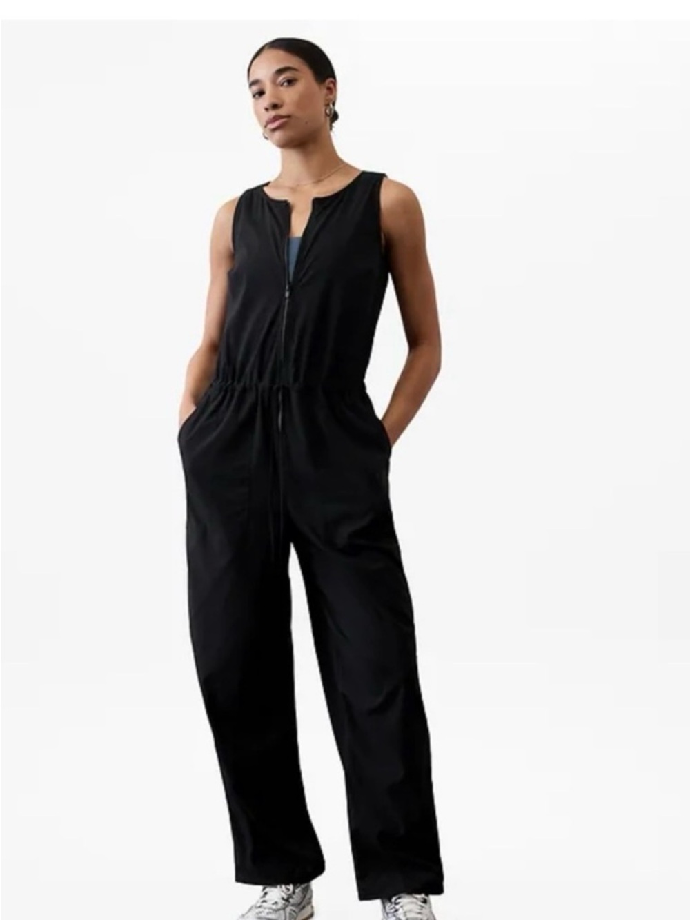NWT Women’s Athleta Flex Jumpsuit Sleeveless Black Zipper Jumpsuit Sz M